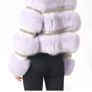 Real fox and rhinestone jacket, size 12